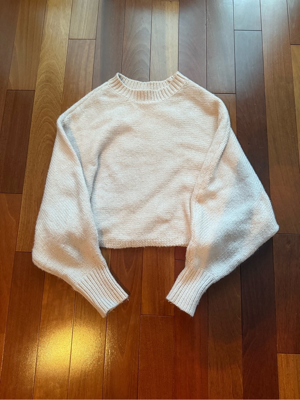 Garage Light Pink Cropped Crewneck Sweater